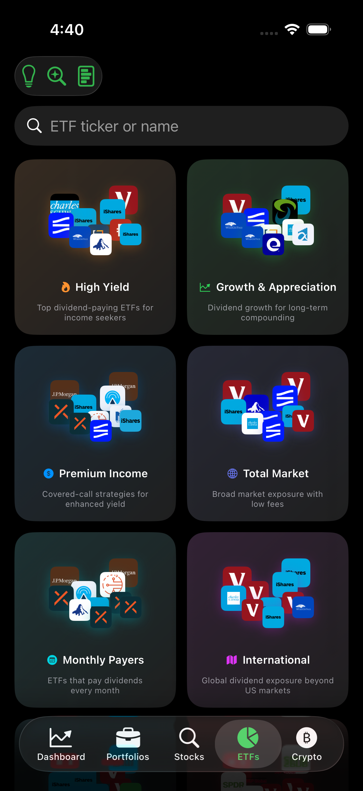 ETF browser
